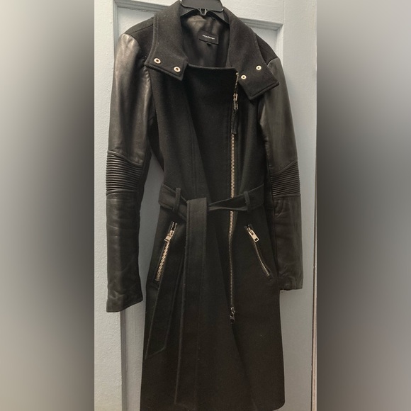 Mackage black wool / leather coat - Picture 2 of 12